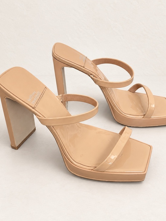 Jeffrey Campbell Shoes - Jeffrey Campbell Nude Patent Platform Mule Heels Size 8